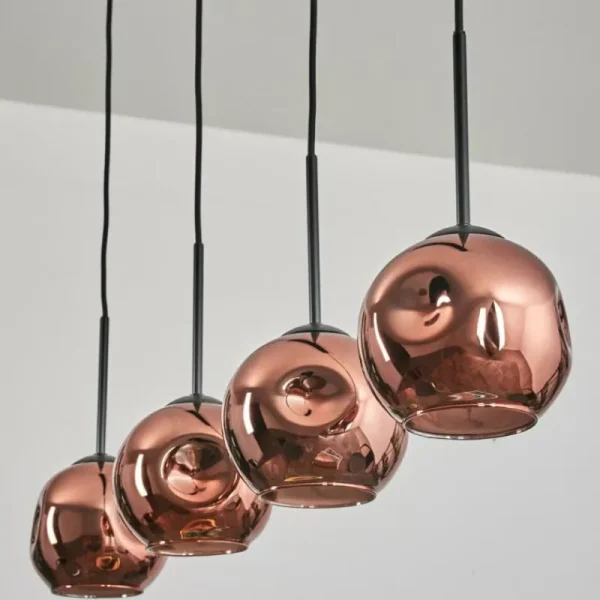 hofstein Ripoll Suspension Cuivré, 4 lumières* Lampes En Verre