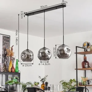hofstein Ripoll Suspension Fumé, 3 lumières* Lampes Modernes