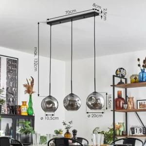hofstein Ripoll Suspension Fumé, 3 lumières* Lampes Modernes