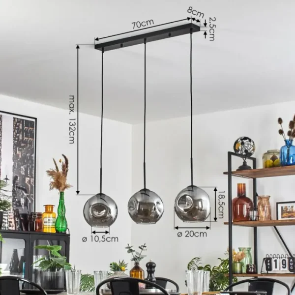 hofstein Ripoll Suspension Fumé, 3 lumières* Lampes Modernes
