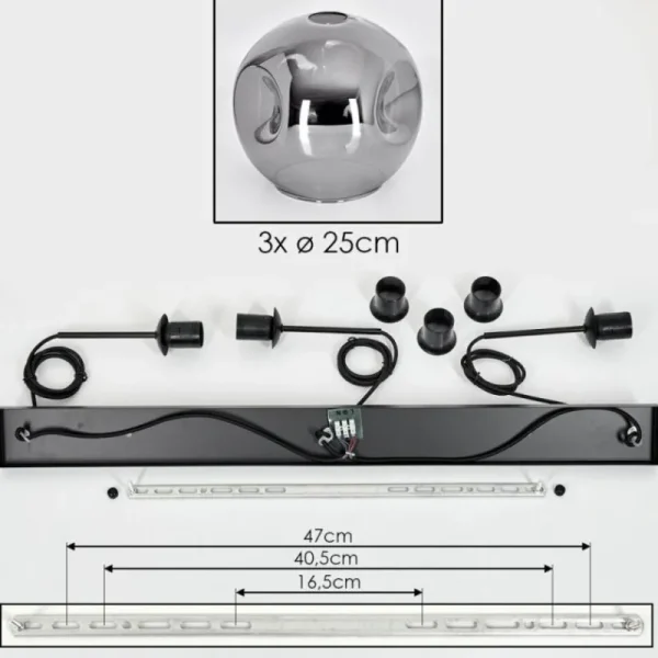 hofstein Ripoll Suspension Fumé, 3 lumières* Lampes Modernes