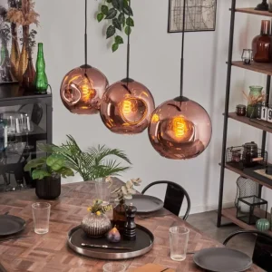 hofstein Ripoll Suspension Noir, 3 lumières* Lampes En Verre