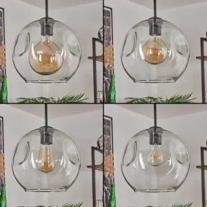 hofstein Ripoll Suspension Noir, 3 lumières* Lampes En Verre