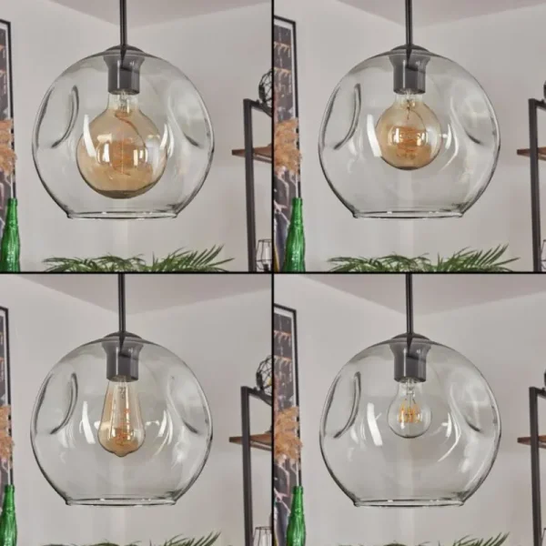 hofstein Ripoll Suspension Noir, 3 lumières* Lampes En Verre