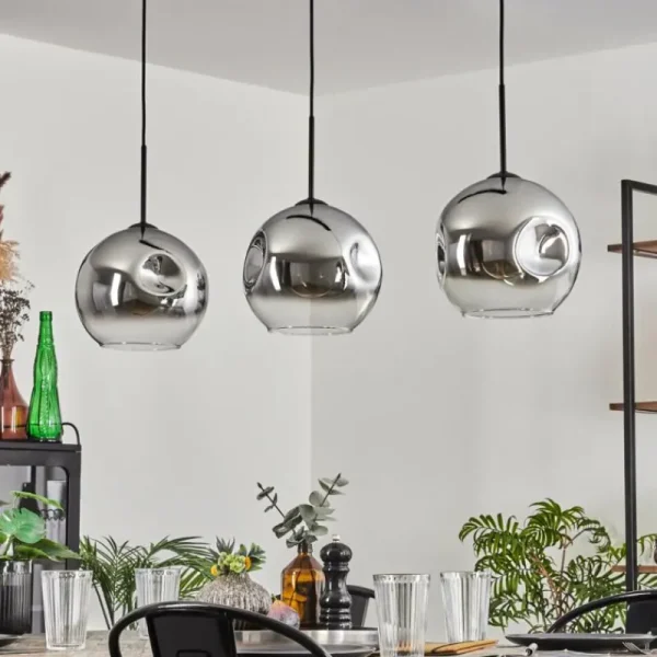 hofstein Ripoll Suspension Noir, 3 lumières* Lampes En Verre