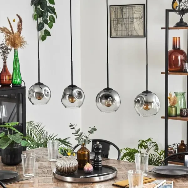 hofstein Ripoll Suspension Noir, 4 lumières* Lampes Modernes