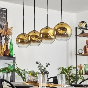 hofstein Ripoll Suspension Noir, 4 lumières* Lampes En Verre