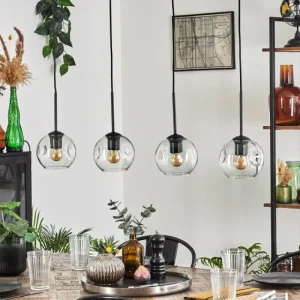 hofstein Ripoll Suspension Noir, 4 lumières* Lampes En Verre