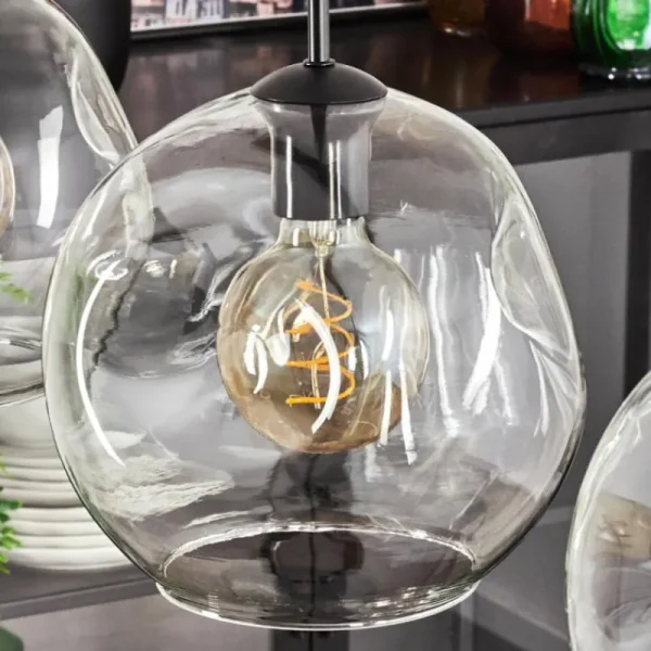 hofstein Ripoll Suspension Noir, 3 lumières* Lampes En Verre