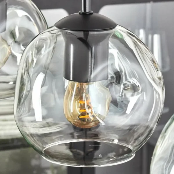 hofstein Ripoll Suspension Noir, 4 lumières* Lampes En Verre