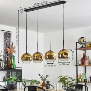 hofstein Ripoll Suspension Noir, 4 lumières* Lampes En Verre