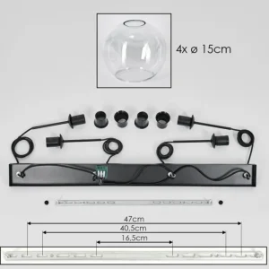hofstein Ripoll Suspension Noir, 4 lumières* Lampes En Verre