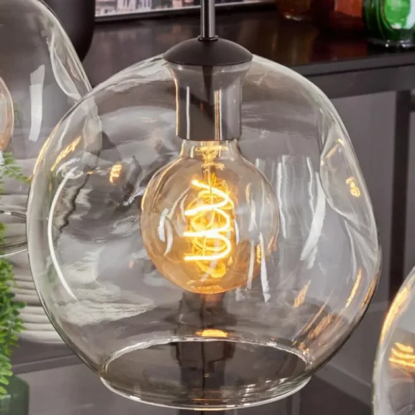 hofstein Ripoll Suspension Noir, 3 lumières* Lampes En Verre