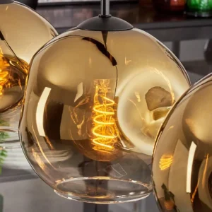 hofstein Ripoll Suspension Noir, 4 lumières* Lampes En Verre
