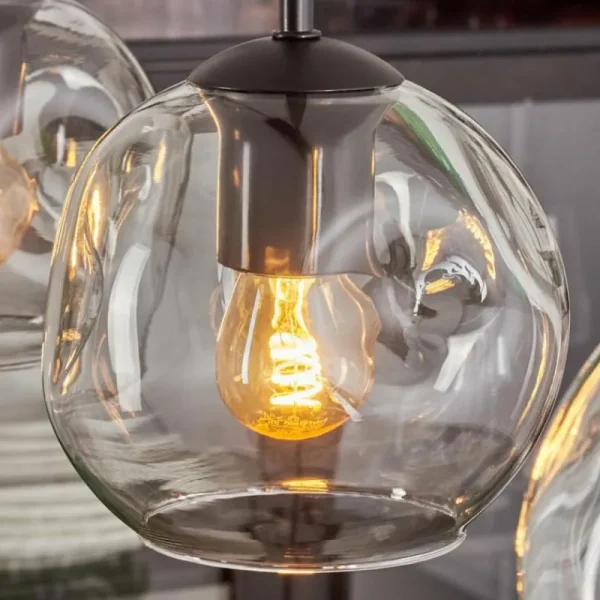 hofstein Ripoll Suspension Noir, 4 lumières* Lampes En Verre