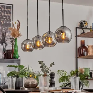 hofstein Ripoll Suspension Noir, 4 lumières* Lampes Modernes
