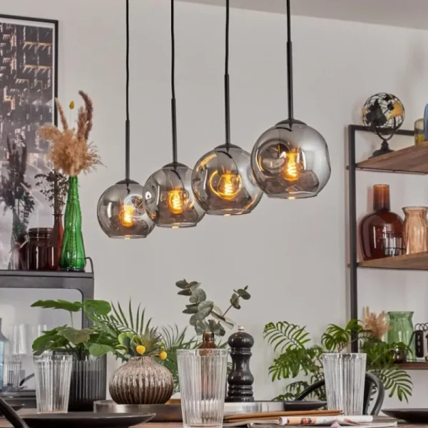 hofstein Ripoll Suspension Noir, 4 lumières* Lampes Modernes