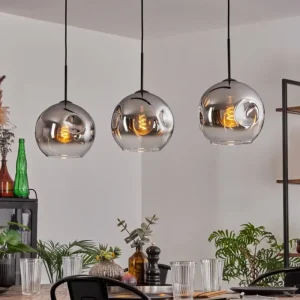 hofstein Ripoll Suspension Noir, 3 lumières* Lampes En Verre