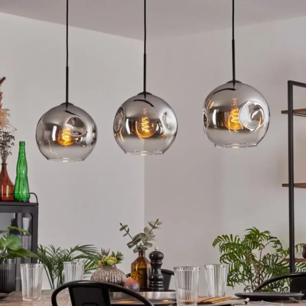 hofstein Ripoll Suspension Noir, 3 lumières* Lampes En Verre