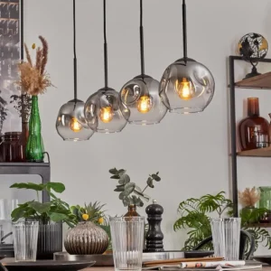 hofstein Ripoll Suspension Noir, 4 lumières* Lampes Modernes