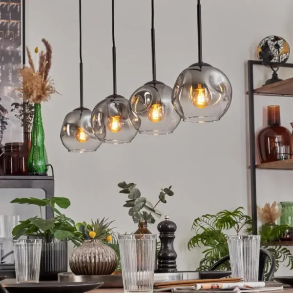 hofstein Ripoll Suspension Noir, 4 lumières* Lampes Modernes