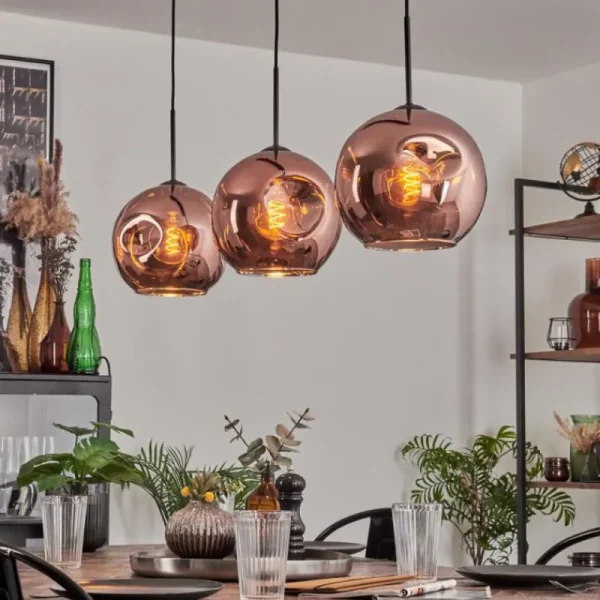 hofstein Ripoll Suspension Noir, 3 lumières* Lampes En Verre