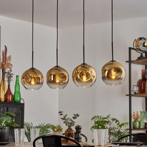 hofstein Ripoll Suspension Noir, 4 lumières* Lampes En Verre