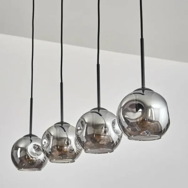 hofstein Ripoll Suspension Noir, 4 lumières* Lampes Modernes