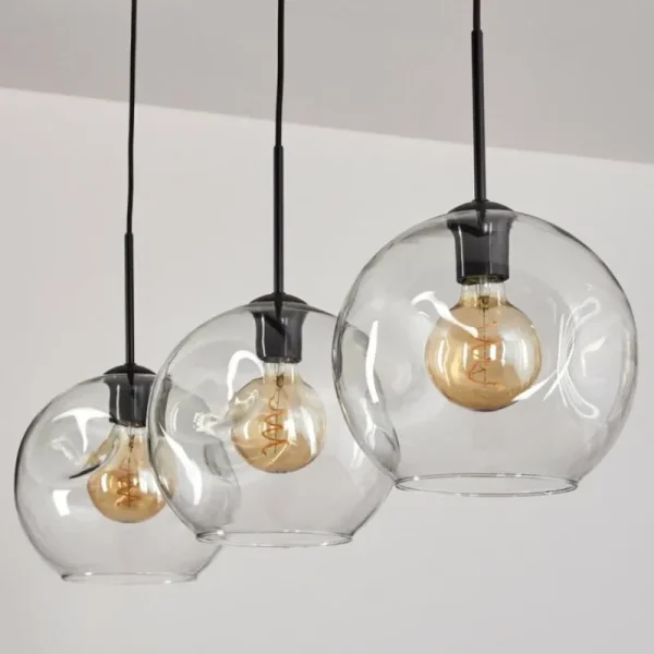 hofstein Ripoll Suspension Noir, 3 lumières* Lampes En Verre