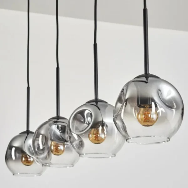 hofstein Ripoll Suspension Noir, 4 lumières* Lampes Modernes