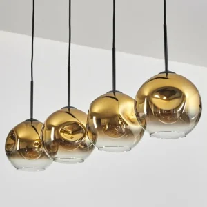 hofstein Ripoll Suspension Noir, 4 lumières* Lampes En Verre