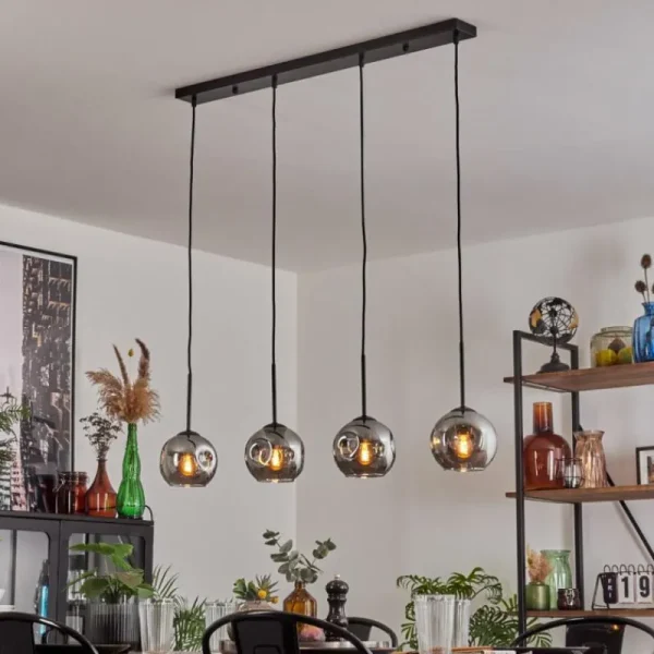 hofstein Ripoll Suspension Noir, 4 lumières* Lampes Modernes