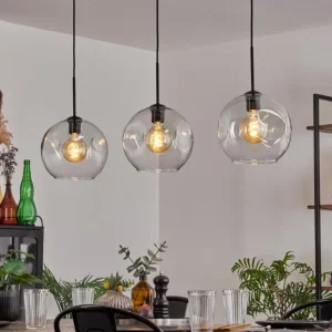 hofstein Ripoll Suspension Noir, 3 lumières* Lampes En Verre