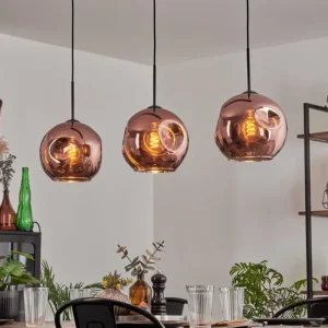 hofstein Ripoll Suspension Noir, 3 lumières* Lampes En Verre