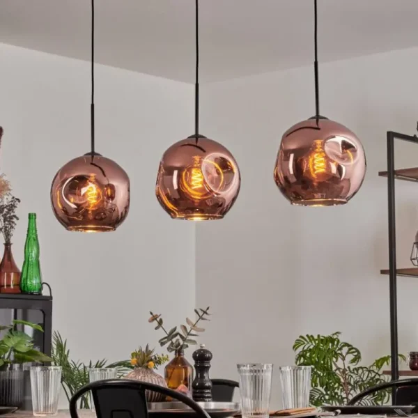 hofstein Ripoll Suspension Noir, 3 lumières* Lampes En Verre