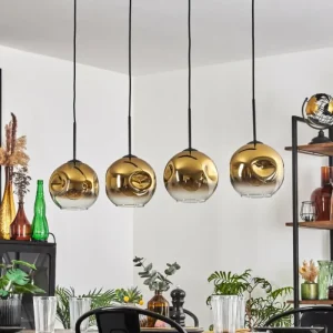 hofstein Ripoll Suspension Noir, 4 lumières* Lampes En Verre