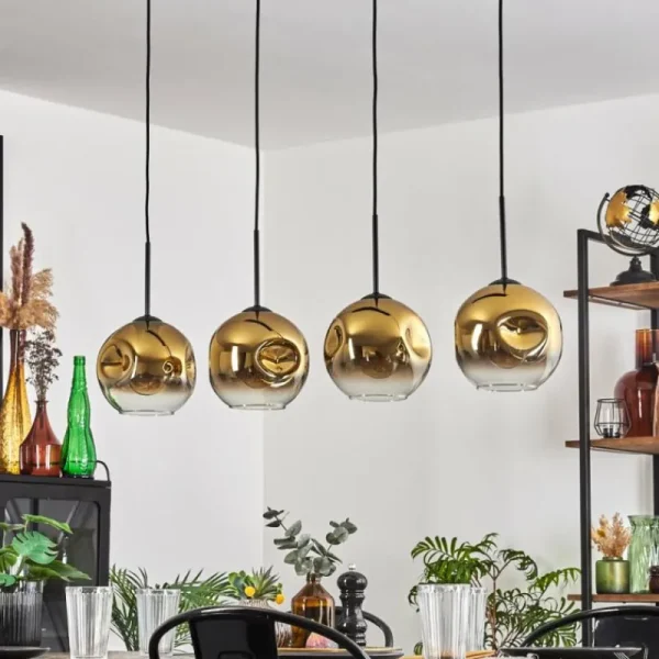 hofstein Ripoll Suspension Noir, 4 lumières* Lampes En Verre