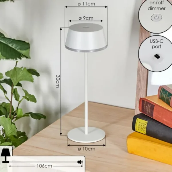 hofstein Romdrup Lampe de table d'extérieur, Lampe à poser LED Blanc, 1 lumière* Lampes Modernes