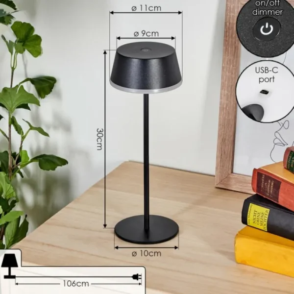 hofstein Romdrup Lampe de table d'extérieur, Lampe à poser LED Noir, 1 lumière* Lampes Modernes