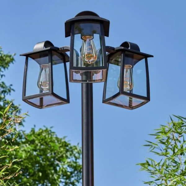 hofstein Réverbère Trosa Noir, 3 lumières* Lampes Modernes