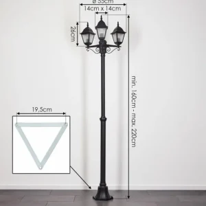 hofstein Réverbère Naofe Noir, 3 lumières* Lampes Modernes