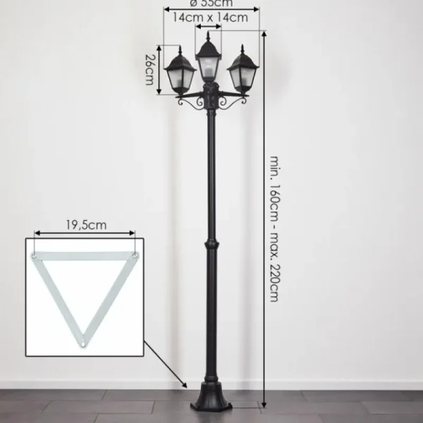 hofstein Réverbère Naofe Noir, 3 lumières* Lampes Modernes