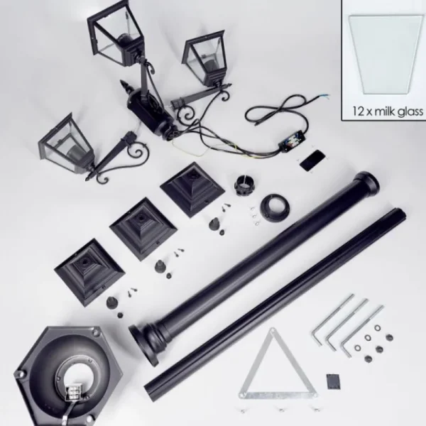 hofstein Réverbère Naofe Noir, 3 lumières* Lampes Modernes