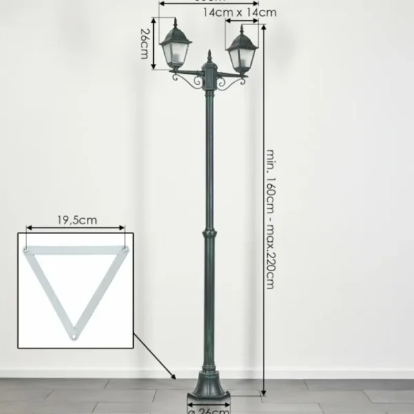 hofstein Réverbère Naofe Vert, Noir, 2 lumières* Lampes Modernes