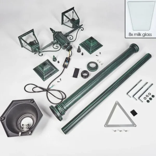 hofstein Réverbère Naofe Vert, Noir, 2 lumières* Lampes Modernes