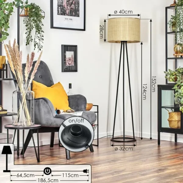 hofstein Sabadim Lampadaire beige, 1 lumière* Lampes Modernes