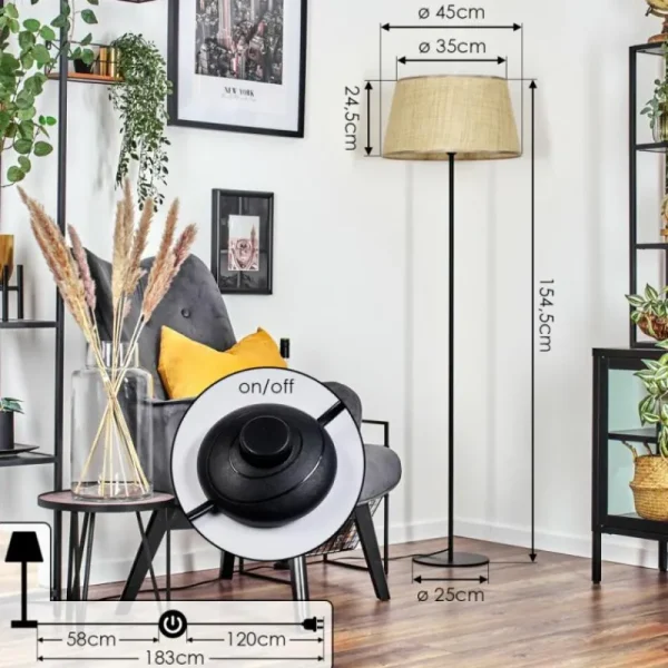 hofstein Sabadim Lampadaire beige, Écru, 1 lumière* Lampes Modernes
