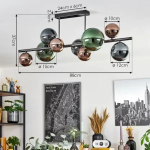 hofstein Sacoselo Plafonnier, Boule lumineuse Noir, 9 lumières* Lampes Modernes