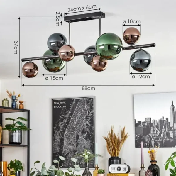 hofstein Sacoselo Plafonnier, Boule lumineuse Noir, 9 lumières* Lampes Modernes