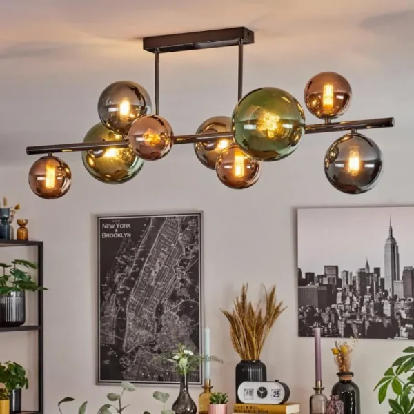 hofstein Sacoselo Plafonnier, Boule lumineuse Noir, 9 lumières* Lampes Modernes
